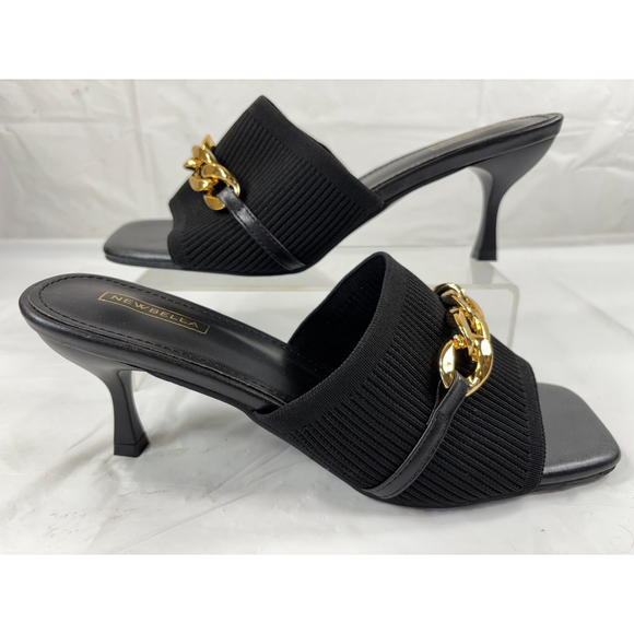 🎉Newbella Elegant Black and Gold Chain Slide Sandals - Picture 7 of 13